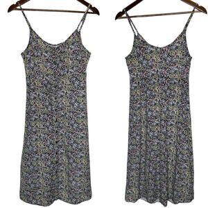 Floral Linen Blend Strappy Button Front Midi Dress, size Medium